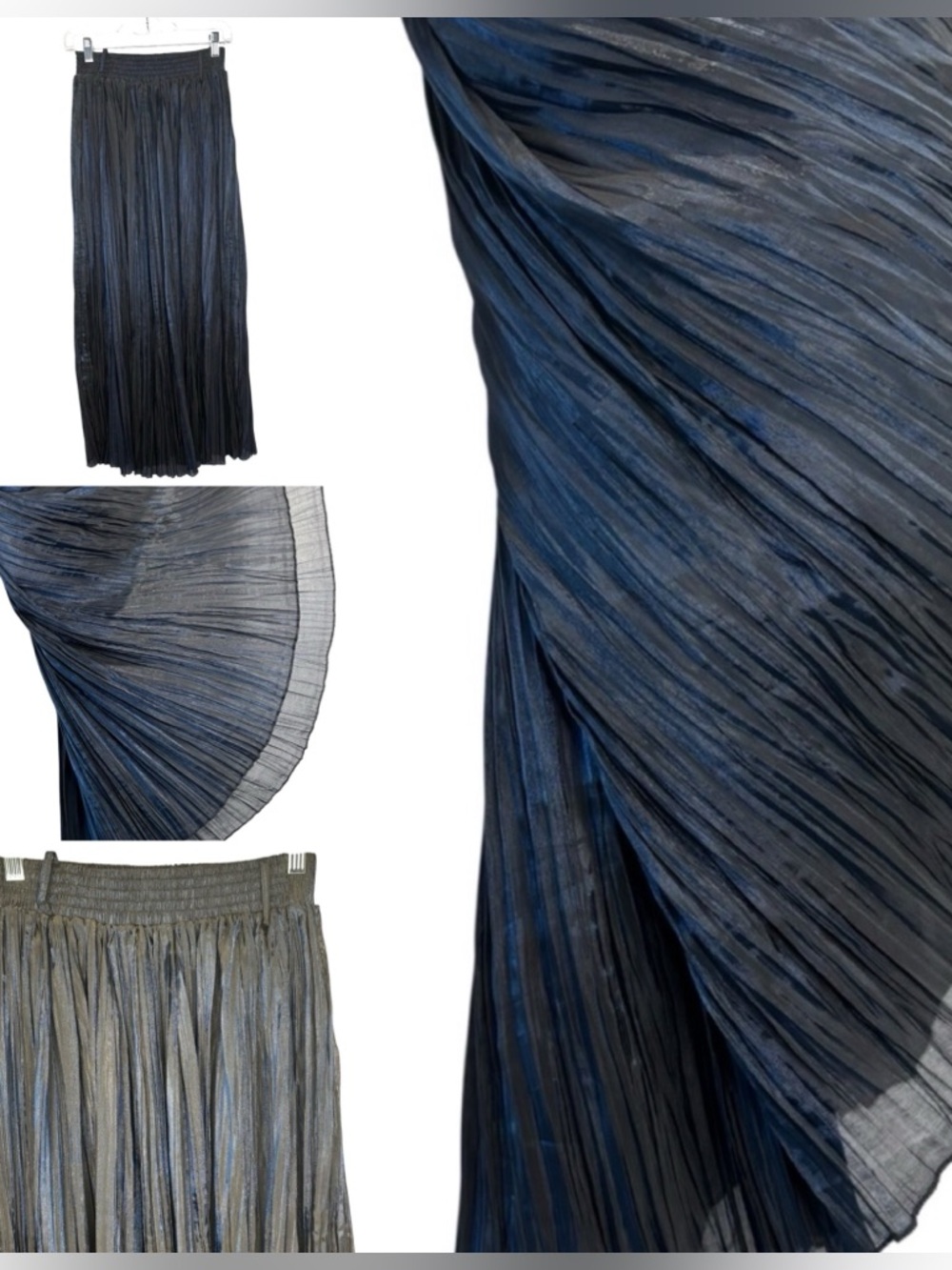 Maxi‎ Skirt iridescent semi-sheer Steel Blue vintage 'Marlene' Skirt size 6-8